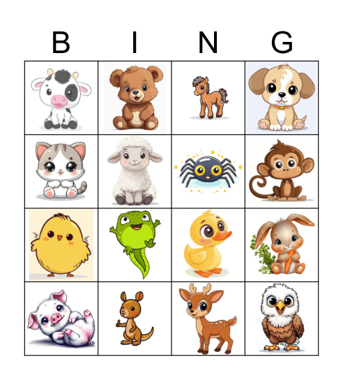 Baby animals Bingo Card
