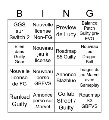 Annonces ArcSys Bingo Card