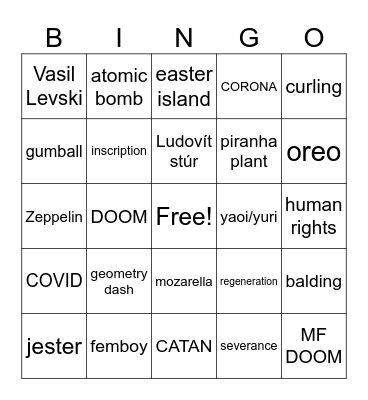 wikipidia race Bingo Card