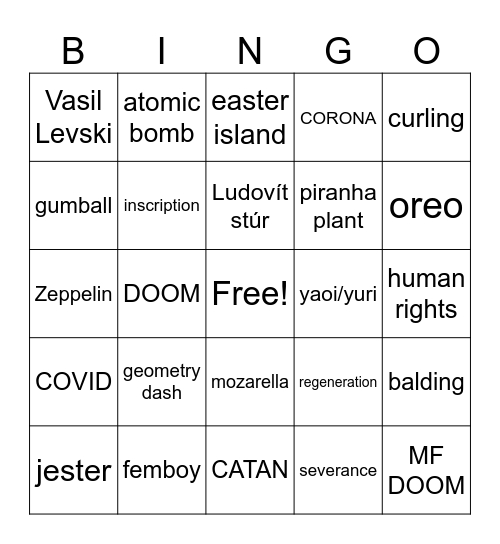 wikipidia race Bingo Card