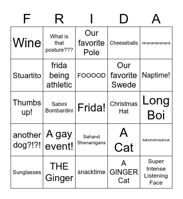 Fridas Farewell Bingo Card