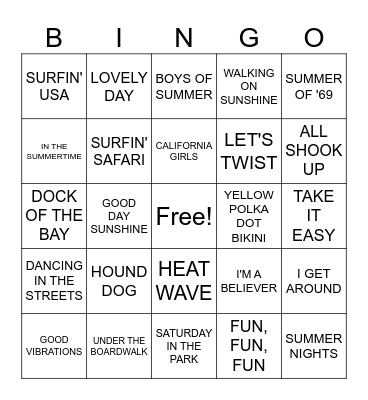 Hello Summer! Bingo Card