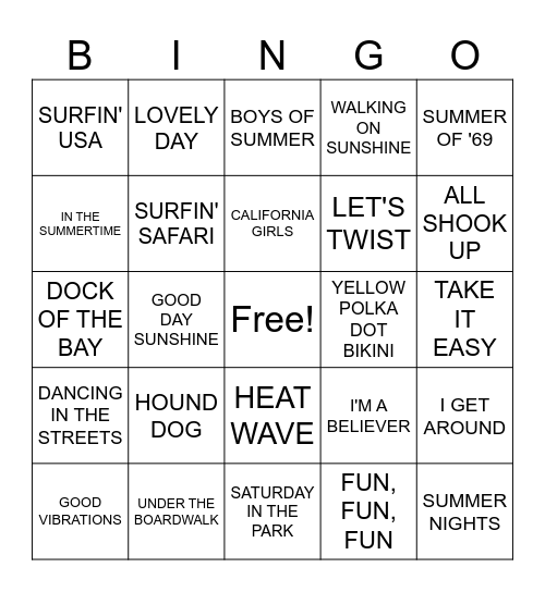 Hello Summer! Bingo Card