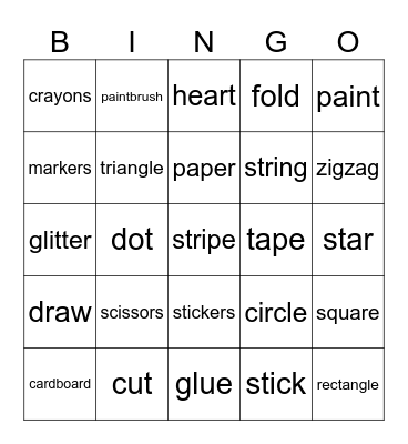 Art & Craft Bingo Card
