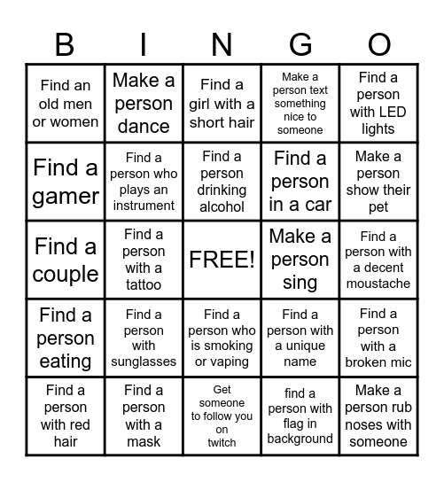 Omegle Bingo Card