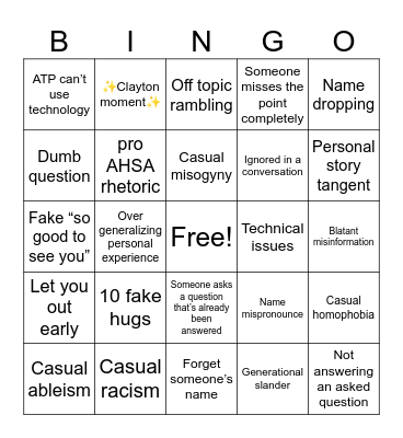 Conference Bingo Card