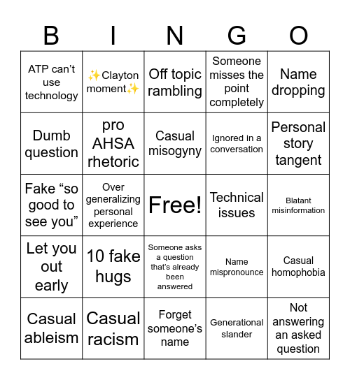 Conference Bingo Card