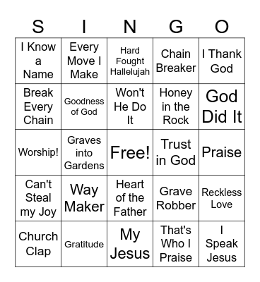 RISE-UP SINGO Bingo Card