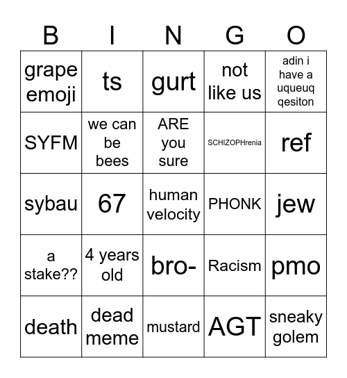 doomscroll Bingo Card