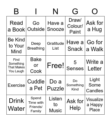 Coping Strategies Bingo! Bingo Card