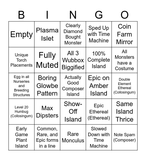 MSM Bingo Card