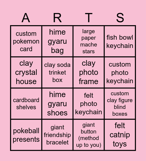 Craft Bingo Card