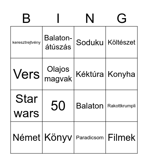Pisti Születésnap Bingo Card