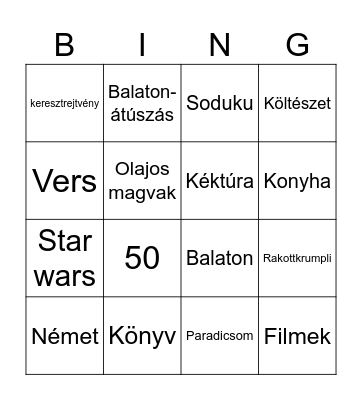 Pisti Születésnap Bingo Card