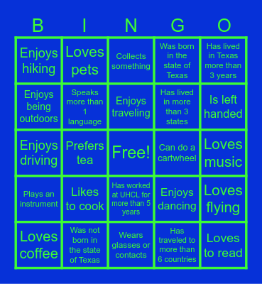 UHCL Dean of Students Office Bingo Card