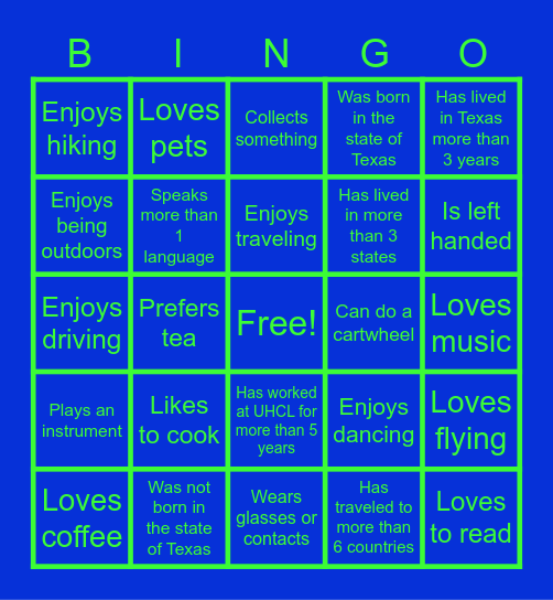 UHCL Dean of Students Office Bingo Card
