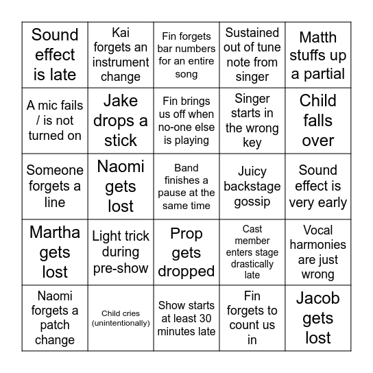 Annie Bingo Card
