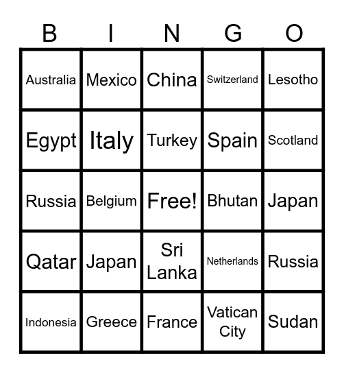 AROUND THE WORLD! Bingo Card