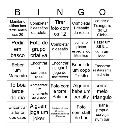 Bilbao bingo Card