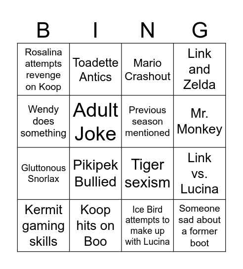 Total Drama Plushroom All Stars Ep. 4 Bingo Card