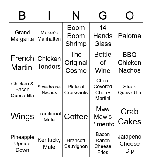 Copper River Grill - Greer BINGO Card