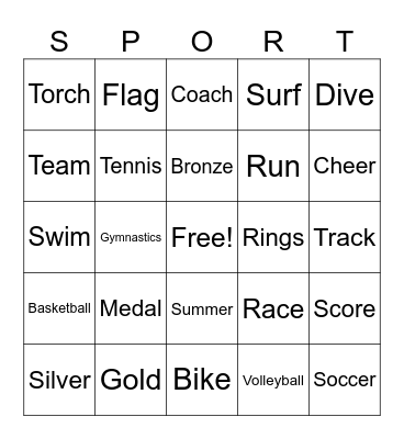 Olympic Bingo Card