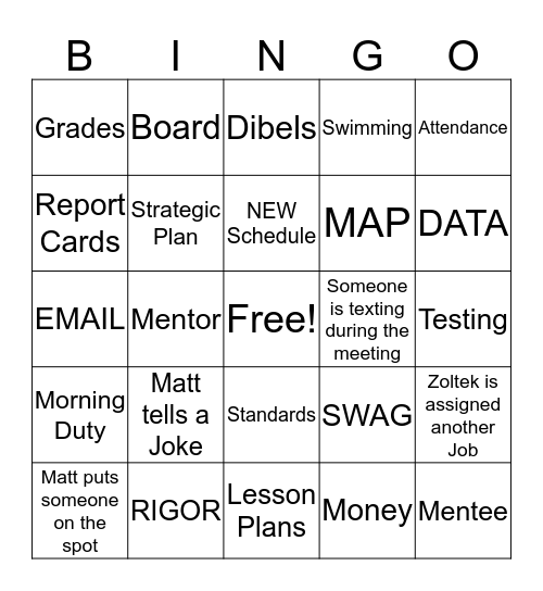 Ignite Staff Meeting Bingo  Bingo Card