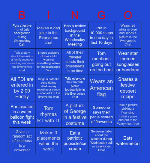 Happy 4th of July! Bingo Card