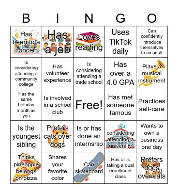 High School Leadership Academy Bingo Card