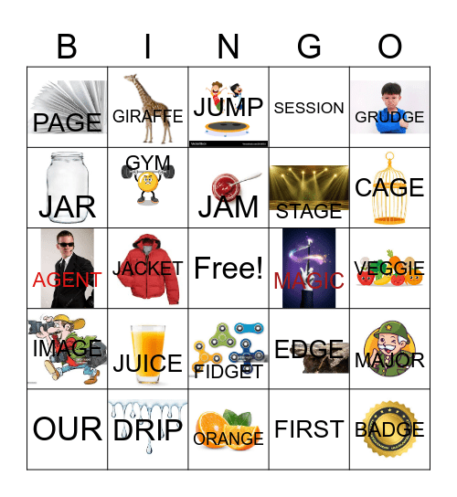 BINGO with AMIRA (dʒ) Bingo Card