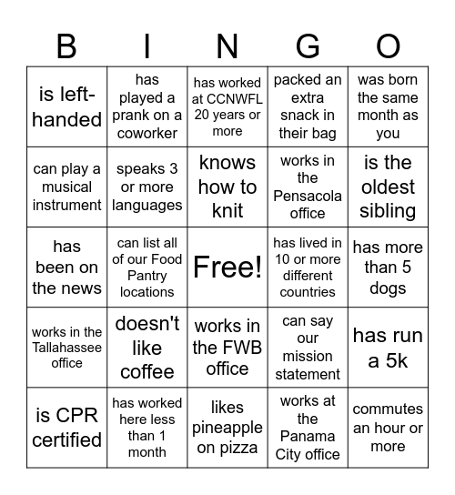 Find someone who... Bingo Card
