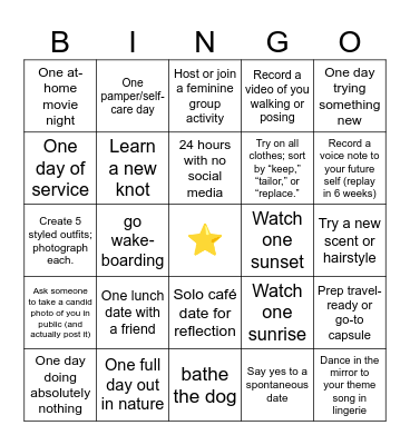 Reset Rituals Bingo Card