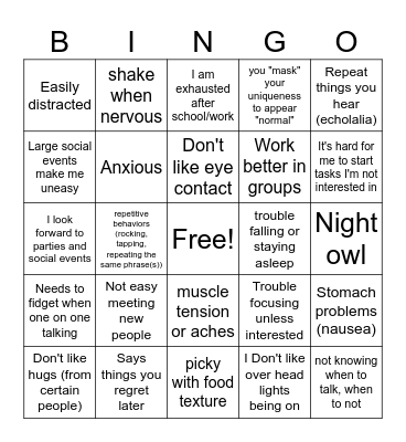 Family Bingo Card