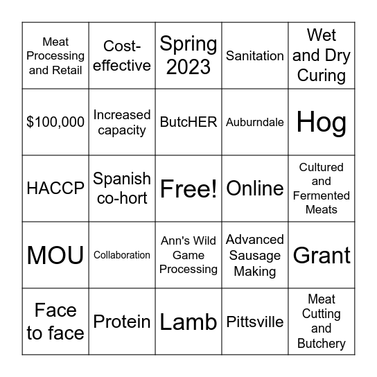 Mid-State Meats! Bingo Card