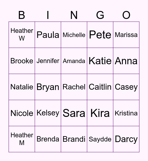 Fun Fact Bingo Card