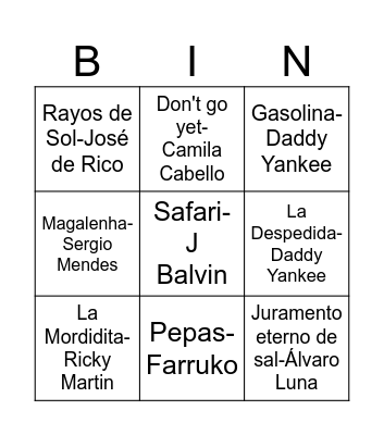 BINGO MUSICAL 012 Bingo Card