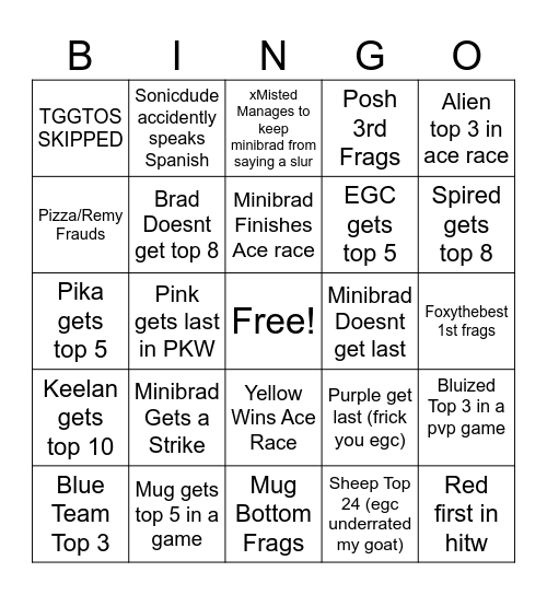 EMCC X CC 2 Bingo Card
