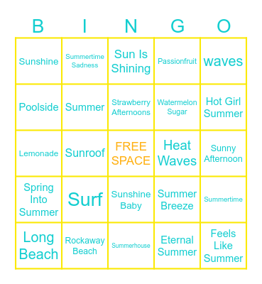 Summer BINGO Card