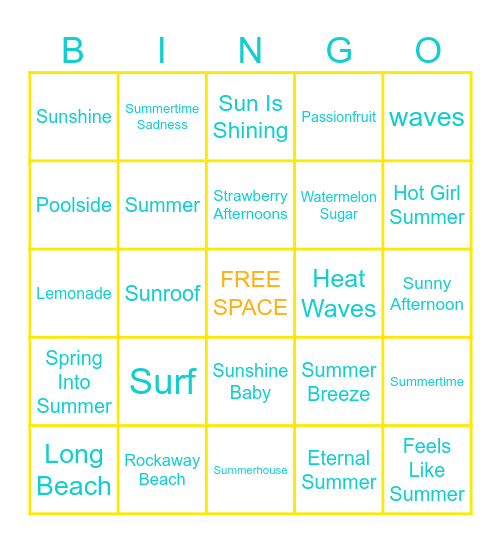 Summer BINGO Card