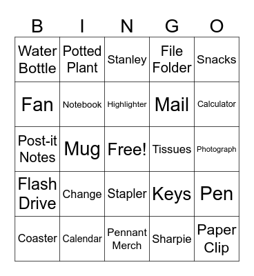 Scavenger Hunt Bingo Card