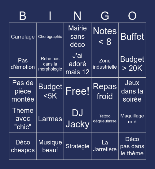 4 mariages anthox Bingo Card