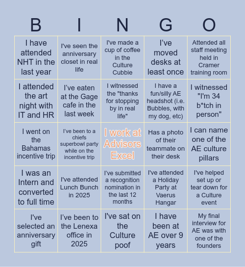 Culture Bingo Card