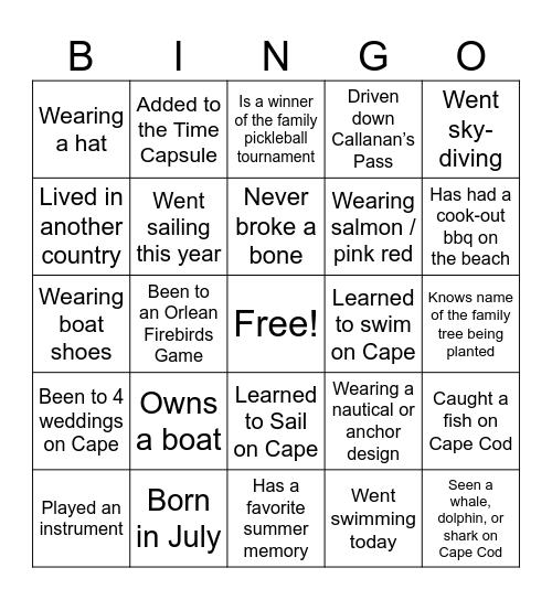 CENTENNIAL FAMILY BINGO: FIND SOMEONE WHO____ Bingo Card