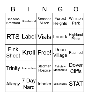 Cambridge Bingo Card