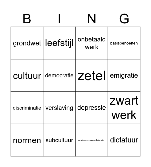 bingo boek burgerschap Bingo Card