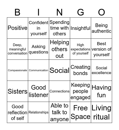 Social excellence bingo Card