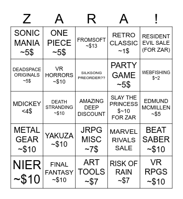 SUMMEL SAEL! Bingo Card