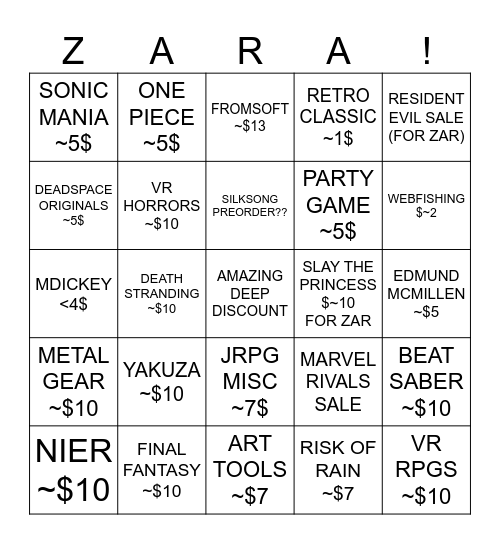 SUMMEL SAEL! Bingo Card