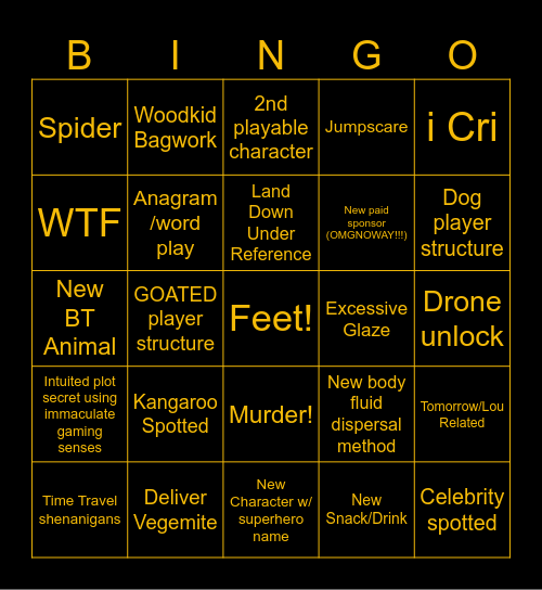 Death Stranding 2 Bingo Card