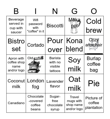 Coffee Bingo Card